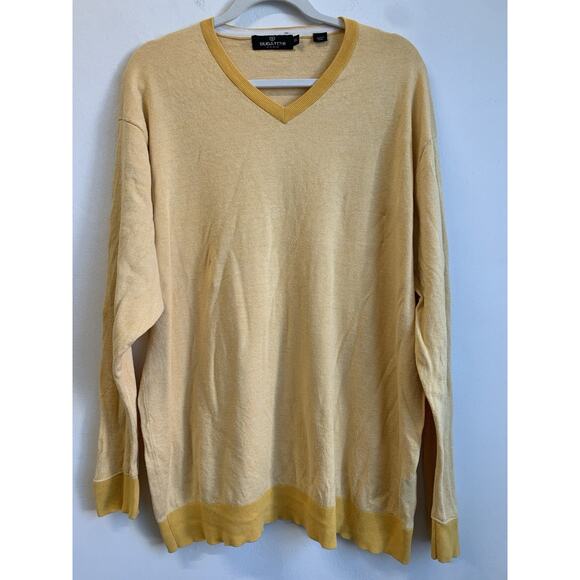 Bugatchi Vomo Men’s Sweater 75% Silk 15% Cotton 10% Cashmere Pullover Yellow XXL - Picture 2 of 10